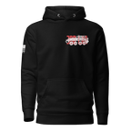 Black hoodie featuring a red and white 3rd LAR vehicle graphic and an American flag on the sleeve.