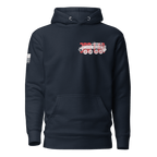 Navy hoodie featuring a red and white 3rd LAR vehicle graphic and an American flag on the sleeve.