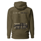 Military green hoodie featuring a white "All Gave Some, Some Gave All" graphic and an American flag on the sleeve.