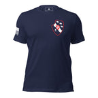 Navy blue t-shirt featuring a front 3RD LAR memorial shield and a white American flag on the sleeve.