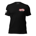 Black t-shirt featuring a red and white 3rd LAR vehicle graphic and an American flag on the sleeve.
