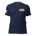 Navy t-shirt featuring a red and white 3rd LAR vehicle graphic and an American flag on the sleeve.