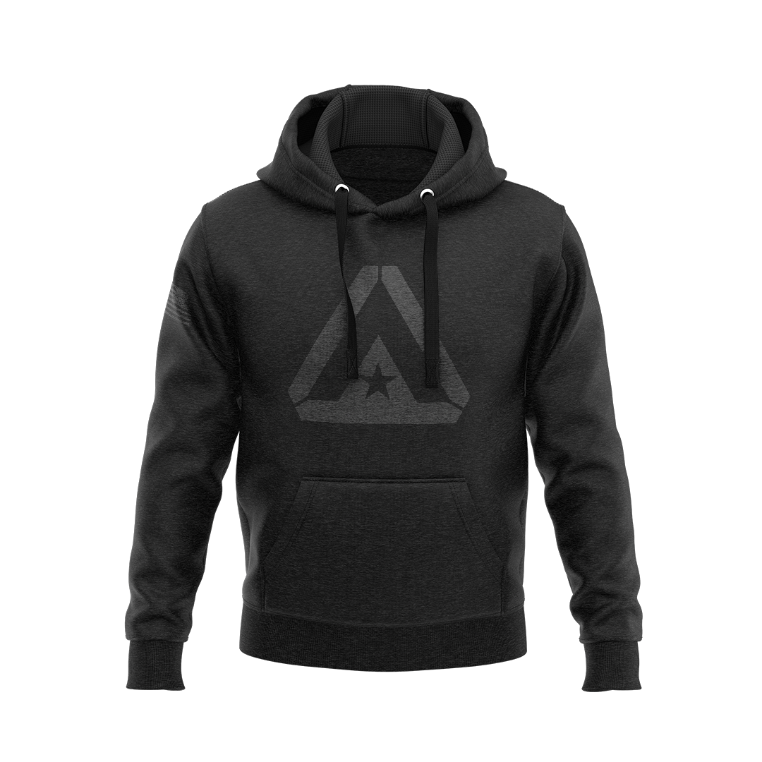 DIA Stealth Logo Hoodie in black, featuring a subtle DIA logo design