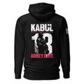 Black hoodie featuring Kabul 13 Abbey Gate back graphic, American flag patch, and DIA logo on the sleeves.