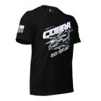 Black t-shirt in a three-quarter view, featuring an AH-1 Cobra graphic and American flag on the sleeve.