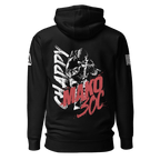 Black hoodie back view with a white soldier graphic, white "CHAPPY", and red "MAKO 30C".