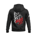 Black hoodie showcasing back graphic with white "CHAPPY" text, red "MAKO 30C" lettering, soldier illustration, and sleeve flag.