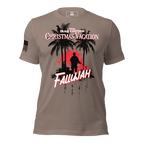 Pebble brown t-shirt featuring a soldier silhouette graphic with Iraq 2004 text and a black American flag on the sleeve.