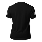 Black t-shirt, rear view, featuring a white Coast Guard emblem, DIA logo, and white American flag.