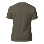 Army green t-shirt, rear view, featuring a black Coast Guard emblem, DIA logo, and black American flag.