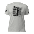 Athletic heather t-shirt featuring a black "USCG VETERAN" chest graphic, an American flag, and a DIA logo on the sleeves.