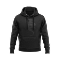 Black hoodie featuring a subtle, tonal black coiled rattlesnake graphic with an American flag on the right sleeve.
