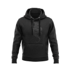 Black hoodie featuring a subtle, tonal black coiled rattlesnake graphic with an American flag on the right sleeve.