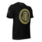 Black t-shirt featuring an "Office of the Vice President of the E4 Mafia" seal shown from a three-quarter view