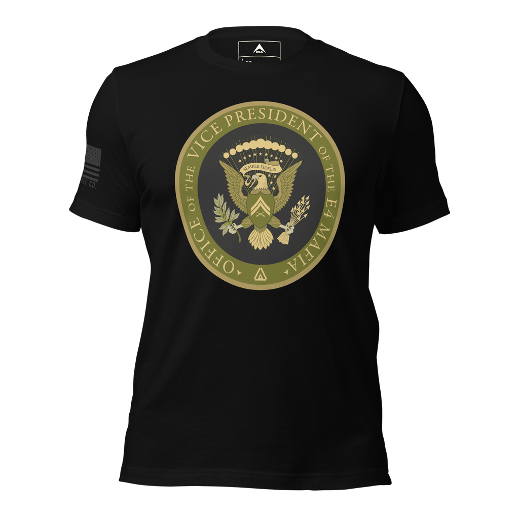 Black t-shirt featuring an "Office of the Vice President of the E4 Mafia" seal