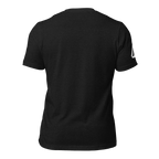 Black t-shirt, back view, showing a clean, unprinted surface and a small white DIA logo on the right sleeve.