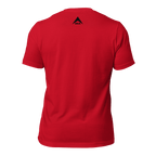Red shirt shown from a straight back view, featuring a black DIA logo centered below the collar.
