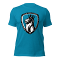 Aqua blue shirt featuring a lion crest with "CLAIM YOUR THRONE" text, showcasing a DIA logo.