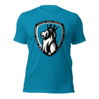 Aqua blue shirt featuring a lion crest with "CLAIM YOUR THRONE" text, showcasing a DIA logo.