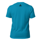 Aqua blue t-shirt shown from a straight back view, featuring a black DIA logo centered below the collar.