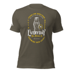 Army green t-shirt with a standing bear graphic and "STAND FOR SOMETHING" text in a front view.