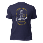 Heather midnight Navy blue t-shirt with a standing bear graphic and "STAND FOR SOMETHING" text in a front view.
