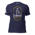 Navy blue t-shirt, front view, featuring a standing bear graphic, the text "STAND FOR SOMETHING," and a DIA logo.