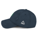 Navy blue hat shown from a left side view, featuring a green four-leaf clover, and a DIA logo.