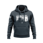 Navy blazer hoodie, front view, featuring a white "HONOR THE FALLEN" graphic with silhouettes and the DIA logo.