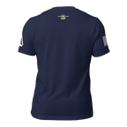 Navy blue t-shirt shown from the back with a Carlos Hathcock graphic, featuring a DIA logo on the sleeve.