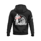 Black hoodie featuring a back graphic with a white soldier, a red "TOP SECRET" stamp, and a white flag on the right sleeve.