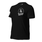 Black t-shirt angled right featuring a "9/11 Remember Benghazi" chest graphic and a white American flag on the sleeve.