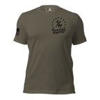Army green t-shirt featuring a "9/11 Remember Benghazi" chest graphic and a black American flag on the sleeve.