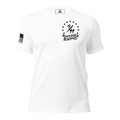 White t-shirt featuring a "9/11 Remember Benghazi" chest graphic and a black American flag on the sleeve.