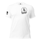 White t-shirt featuring a "9/11 Remember Benghazi" chest graphic and a black American flag on the sleeve.