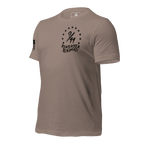Pebble t-shirt angled right featuring a "9/11 Remember Benghazi" chest graphic and a black American flag on the sleeve.