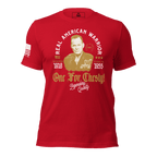Red t-shirt featuring a Chesty Puller graphic and an American flag on the sleeve.