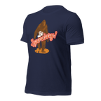 Navy Pathfinder Bigfoot T-shirt angled right highlighting bold illustration and layered graphic