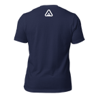 Navy Pathfinder T-shirt back view with subtle red DIA logo beneath collar seam