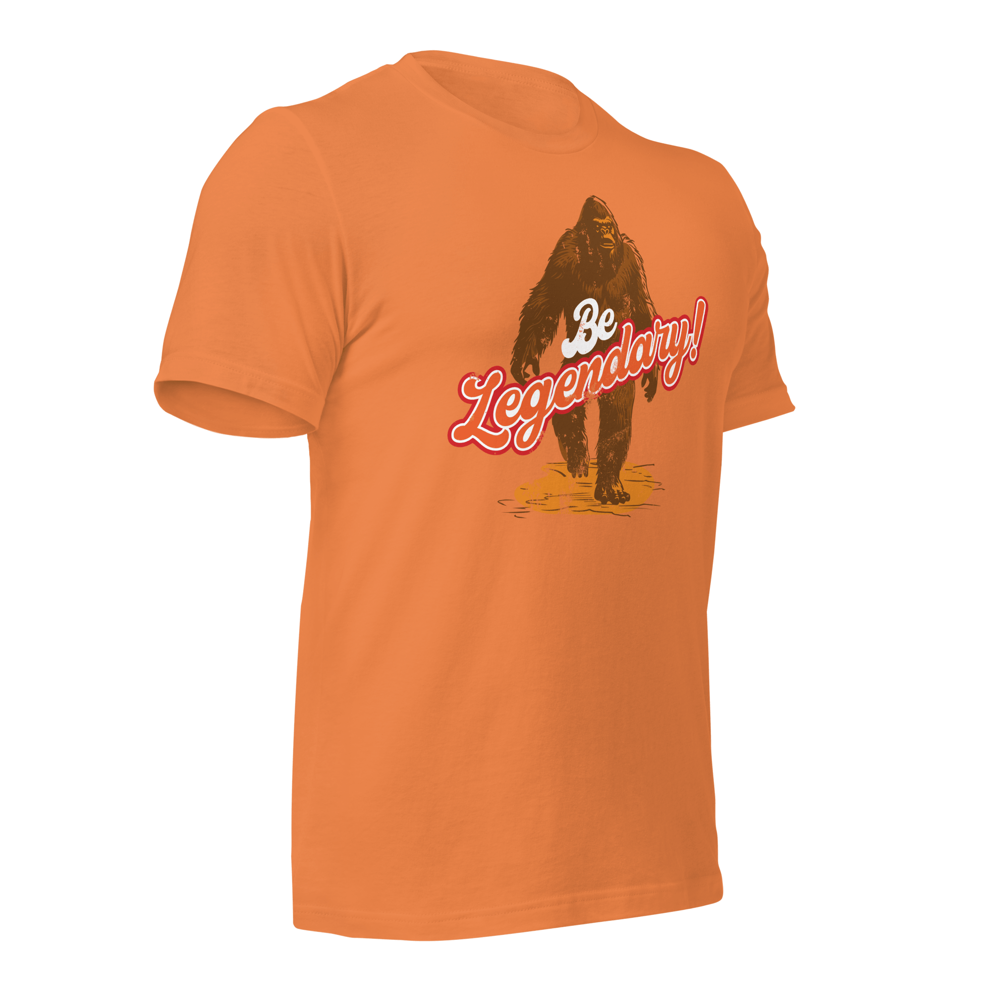 Burnt Orange Pathfinder T-shirt angled left emphasizing contrast between print and fabric