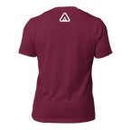 Maroon Pathfinder T-shirt back view with small red DIA logo below neckline