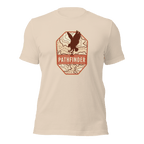 Soft Cream Pathfinder t-shirt, front view, featuring an eagle graphic on the chest and a DIA logo on the right sleeve.