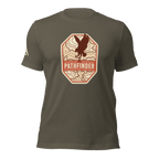 Army green Pathfinder t-shirt, front view, featuring an eagle graphic on the chest and a DIA logo on the right sleeve.