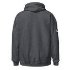 Back view of a charcoal grey Pathfinder hoodie.