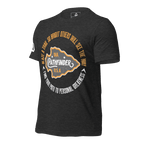 Dark gray heather, three-quarter view, with a circular Pathfinder graphic on the chest