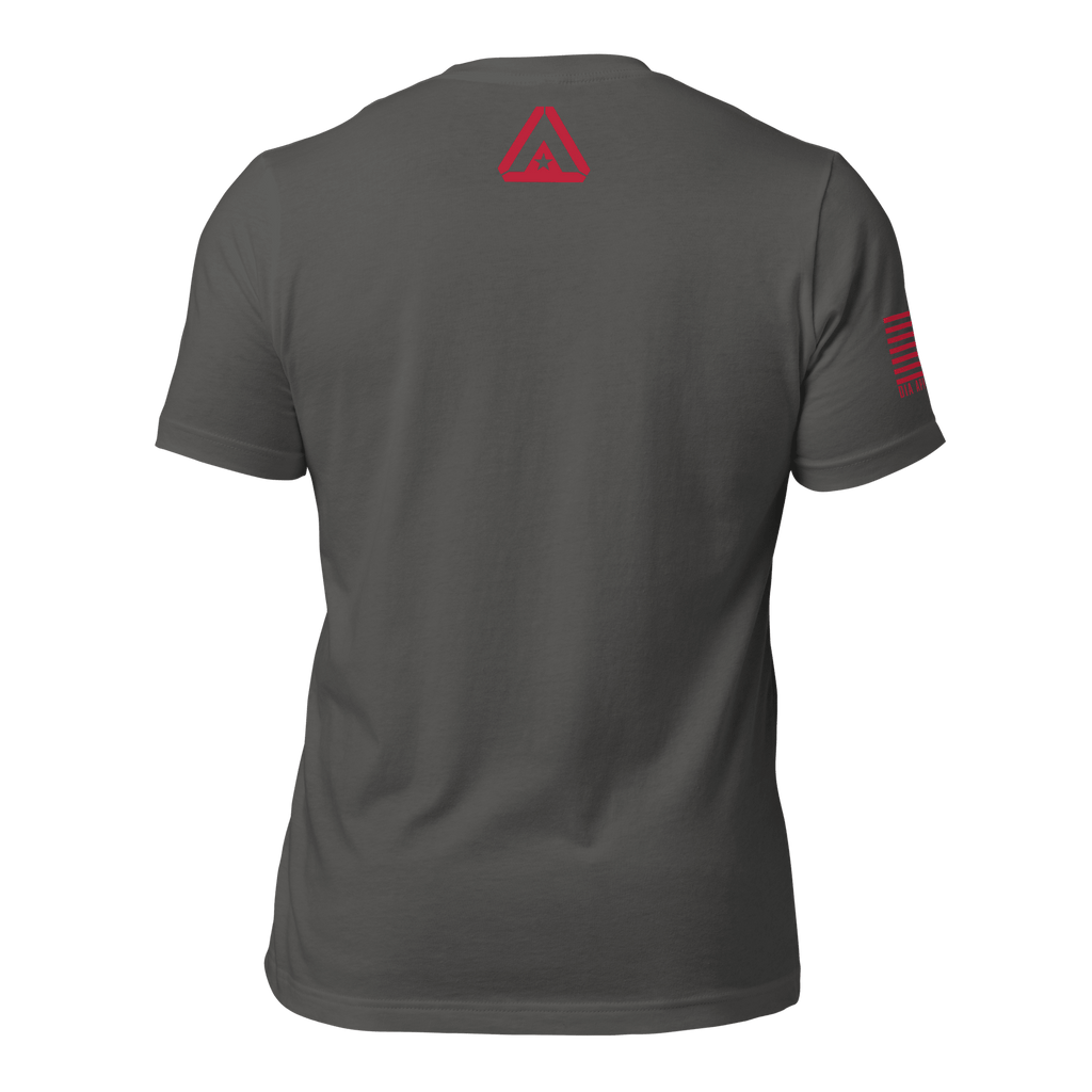Asphalt Air Force R.E.D. T-shirt rear view with minimal red DIA branding at neckline