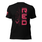 Black Air Force R.E.D. T-shirt featuring vertical red “Remember Everyone Deployed” chest graphic