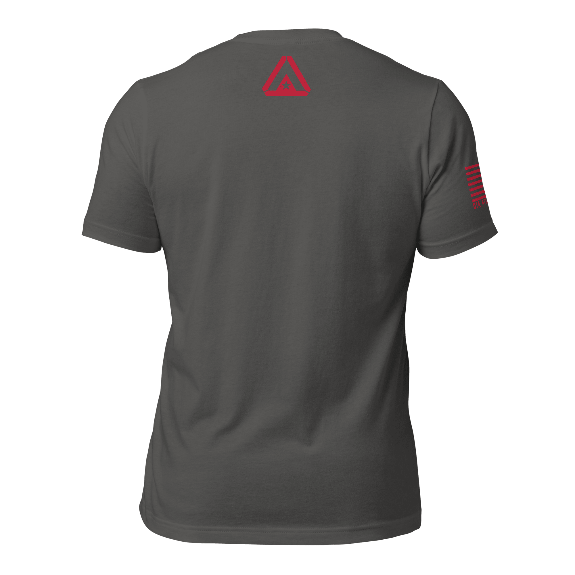 Asphalt Army R.E.D. T-shirt rear view with minimal red DIA branding at neckline