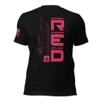 Black Army R.E.D. T-shirt displaying vertical red “Remember Everyone Deployed” chest graphic