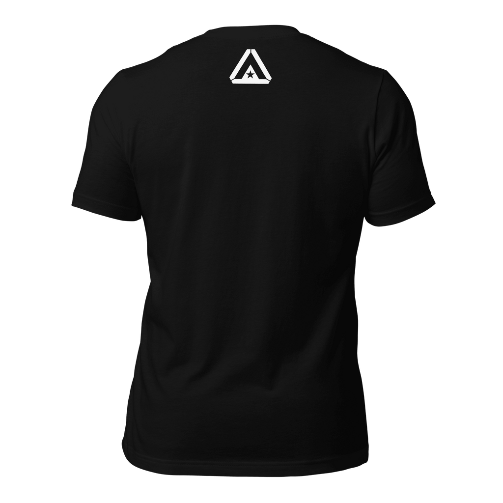Black t-shirt, back view, featuring a small white DIA logo centered below the collar.